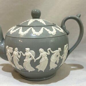 Antique Copeland Late Spode Jasperware Teapot RN180288 Dancing Goddess England